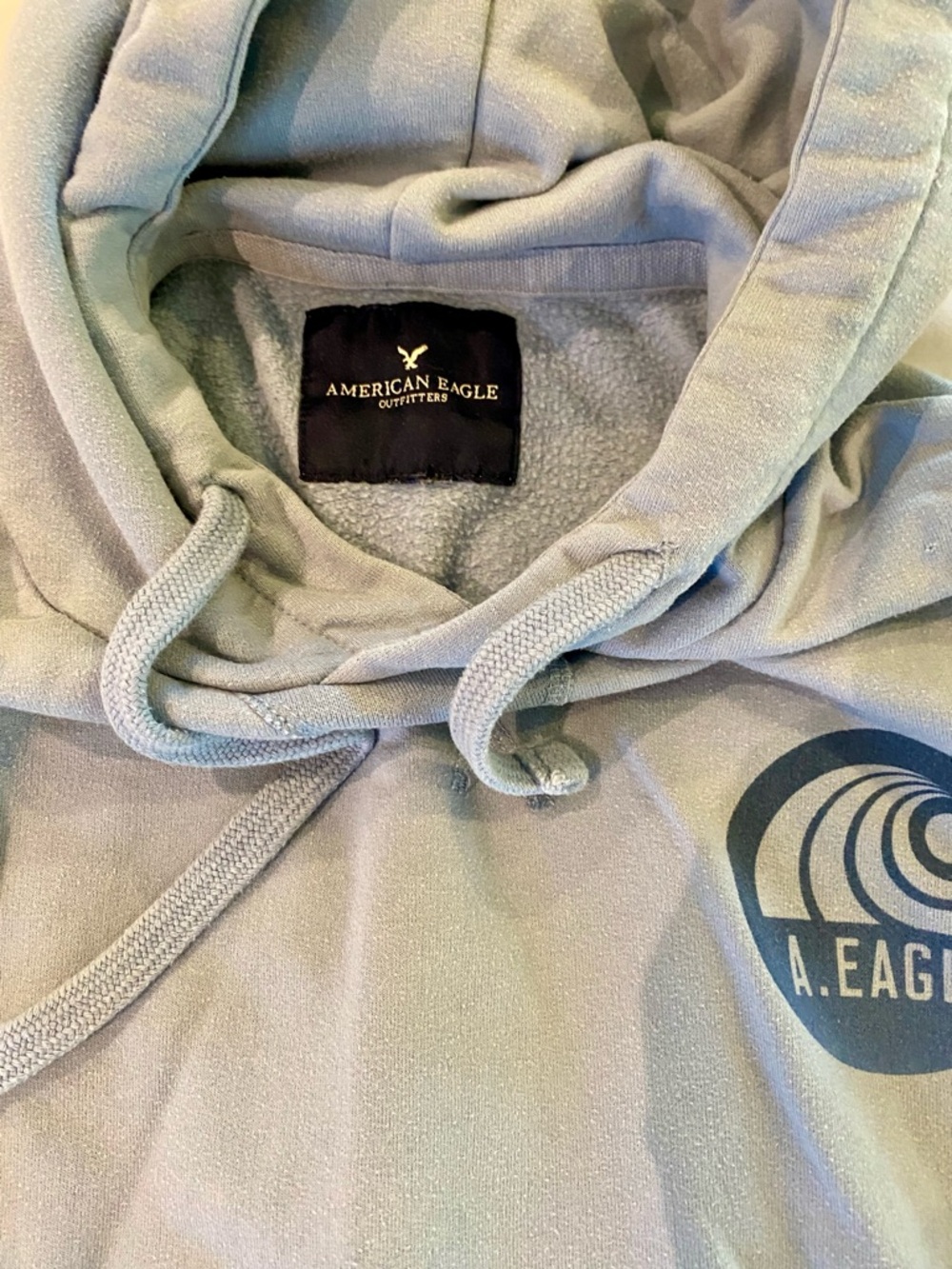 American Eagle Light Blue Hooded Pullover Sweatshirt - Picture 2 of 4